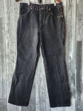 Wrangler 936WBK Black Denim Jeans Cowboy Cut Slim Fit Western Size 33X30